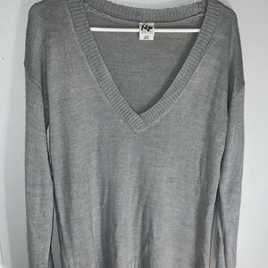 Darling Light Gray V-Neck Sweater